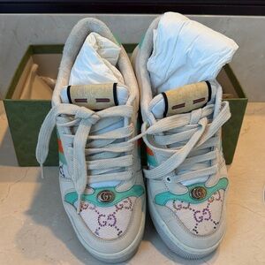 Gucci Teal and Orange Patterned Sneakers